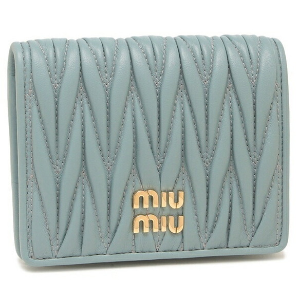 Miu Miu Bifold Blue Wallet Matelasse - Picture 1 of 8